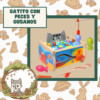 GATITO CON PECES Y GUSANOS